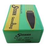 Sierra Bullets 31403 Sierra 1728 GameKing  6.5 Creedmoor .264 130 gr Hollow Point Boat-Tail (HPBT) 10