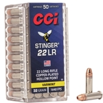 CCI STINGER 22LR 1640FPS 32GR JHP 50RD 100BX/CS