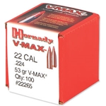 Hornady 72096 HORNADY BULLETS 22 CAL 224 53GR V-MAX 100RD 40BX/CS