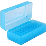 MTM 210-RSLD5024 Ammo Box 50 Round Flip-Top 223 270 WSSM 460 500 S&W, Clear Blue