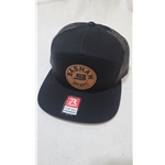 BASHAWLEATHERFLATBRIM Bashaw Sports Flat Brim Snapback - Black with Brown Leather Patch