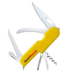 MAXAM SKRCRESY Maxam Auto Emergency Rescue Tool - Multipurpose Pocket Knife with Tools - Multitool with Glass Breaker, Seat Belt Cutter, Screwdriver, Reamer - Stainless Steel Pocket Tool with Yellow Leymar Handle