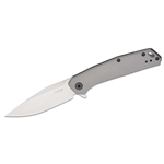 KE-1405 Kershaw 1405 Align Assisted Flipper Knife 3.15" Satin Clip Point Blade, Gray PVD Stainless Steel Handles, Reversible Clip, Frame Lock