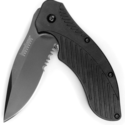 Kershaw 1605CKTST Clash  3.10" Drop Point Part Serrated Black Oxide 8Cr13MoV SS