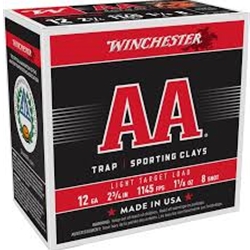 Winchester Ammunition  Winchester Ammo AA128 AA Light Target Load 12 Gauge 2.75" 1 1/8 oz 8 Shot 25 Bx/