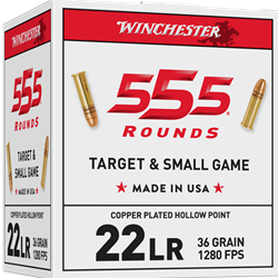 Winchester Ammunition 22LR555HP WINCHESTER 22LR 1280FPS 36GR PLATED HP 555RD BULK PACK