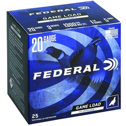 FEDERAL H258 5 Federal H2585 Game-Shok High Brass 20 Gauge 3" 1 1/4 oz 1300 fps 5 Shot 25 Bx/10