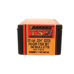 15999 Barnes Bullets 30193 TSX  22 Caliber .224 70 GR TSX Boat- Tail 50 Per Box