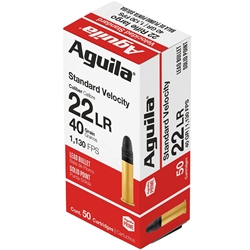 44449 Aguila 1B220332 Super Extra Standard Velocity 22 LR 40 gr 1130 fps Lead Solid Point 50 Rounds