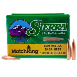 Sierra Bullets 59292 SIERRA BULLETS 6MM .243 95GR HP-BT MATCH 100CT