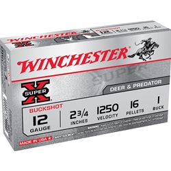 Winchester Ammunition XB121 WINCHESTER SUPER-X 12GA 2.75" 1250FPS 1BK 16PLTS 5RD 50BX/CS