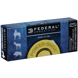 FEDERAL 65958 Federal 76239B Power-Shok  7.62x39mm 123 gr Jacketed Soft Point (JSP) 20 Bx/ 10