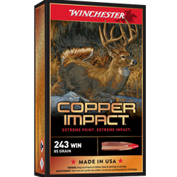 Winchester Ammunition X243CLF WINCHESTER COPPER IMPACT 243 WIN 85GR 20RD 10BX/CS