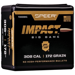 SPEER  Speer TB308H1 Impact  30 Caliber .308 172 GR Slipstream Polymer Tip 50 Per Box