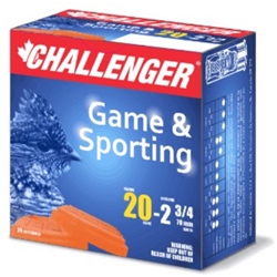 Challenger Ammo 10044 Standard 1004 Shotshell 20 GA, 2-3/4 in, No. 4, 7/8 oz, 1250 fps, 25 Rnd per Box