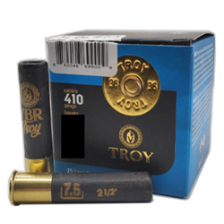 TT364 Troy Ammunition, 2.5" .410 1/2oz #4 lead shot, 1150 FPS. Box of 25rds. Made in the USA