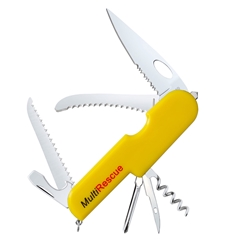 MAXAM SKRCRESY Maxam Auto Emergency Rescue Tool - Multipurpose Pocket Knife with Tools - Multitool with Glass Breaker, Seat Belt Cutter, Screwdriver, Reamer - Stainless Steel Pocket Tool with Yellow Leymar Handle