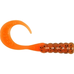 Pure Fishing  Berkley PBHRG3-PFO PowerBait Ribbontail Grubs, 3" 15 pack Pumpkinseed & Fluorescent Orange, Floating