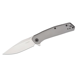 KE-1405 Kershaw 1405 Align Assisted Flipper Knife 3.15" Satin Clip Point Blade, Gray PVD Stainless Steel Handles, Reversible Clip, Frame Lock